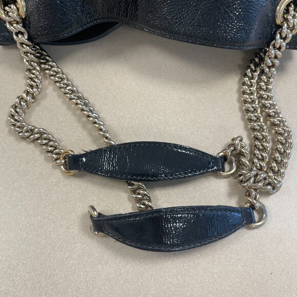 Gucci Black Patent Leather Interlocking G Soho Chain Tote Bag - Preowned - Picture 4 of 15